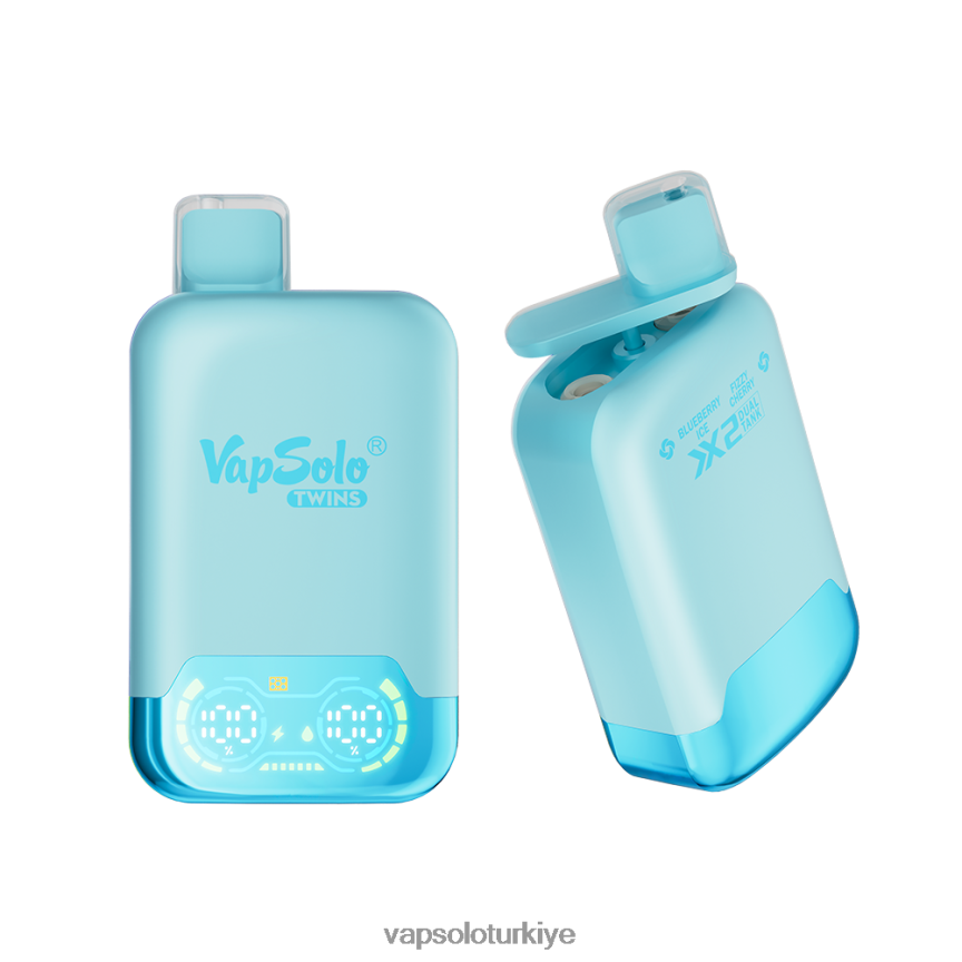 VapSolo Flavours - yaban mersinli buz ve gazlı kiraz VapSolo TWINS tek kullanımlık elektronik sigara 6L02XF27