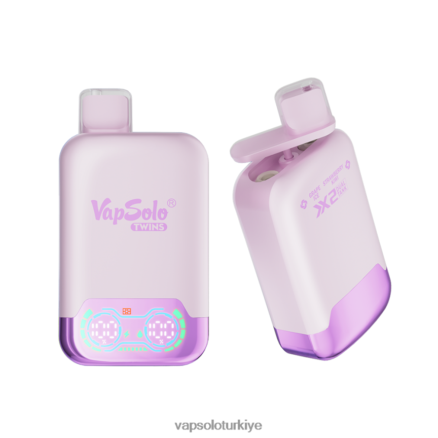 VapSolo Puff - üzümlü dondurma ve çilekli kivi VapSolo TWINS tek kullanımlık elektronik sigara 6L02XF28